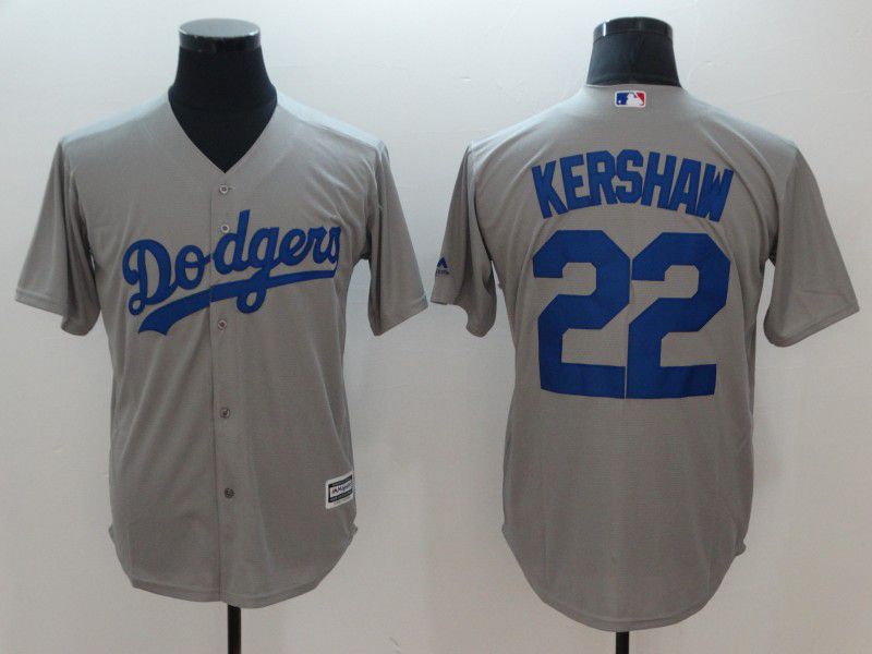 Men Los Angeles Dodgers #22 Kershaw Grey Game MLB Jerseys